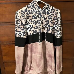 Leopard Print and Tie-Dye Hoodie